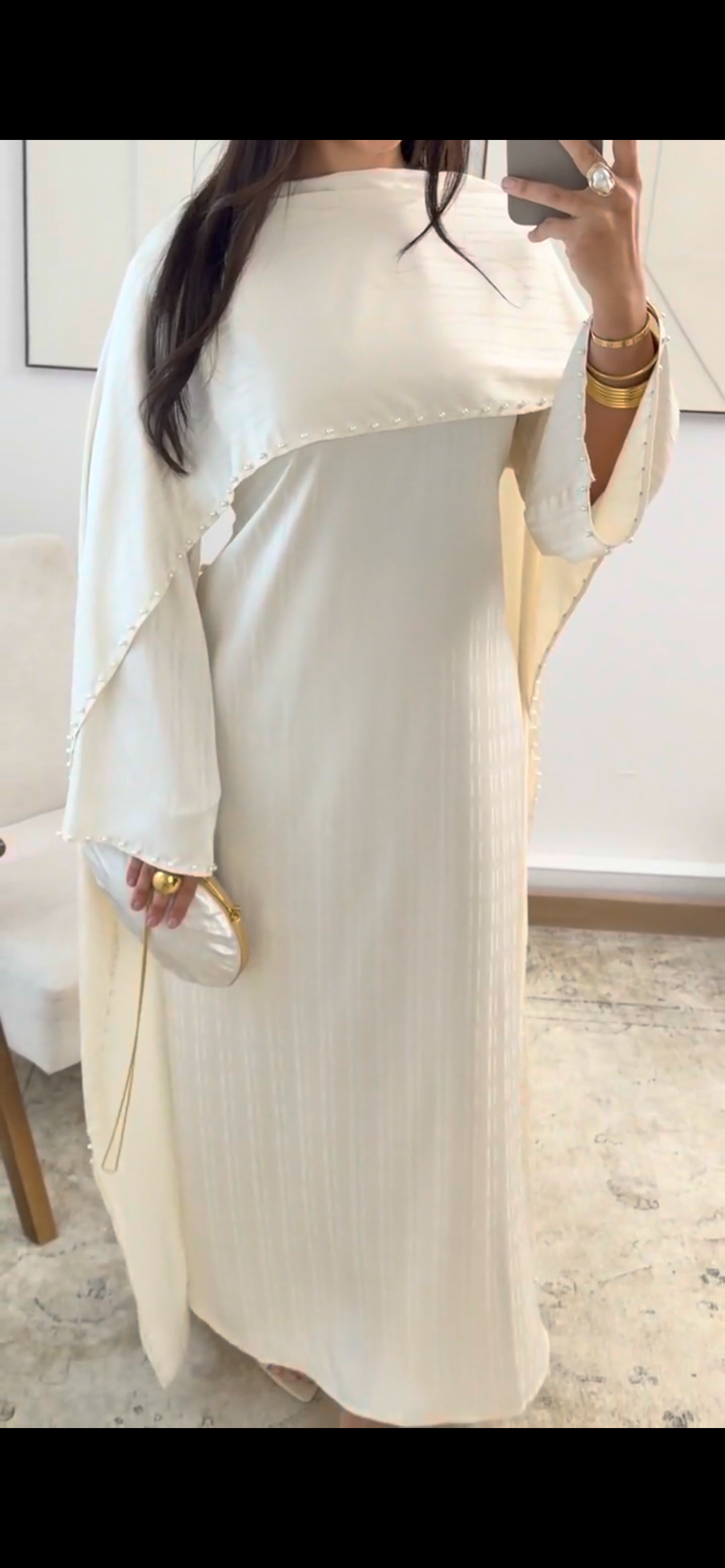 Abaya Eid Perle – Crème