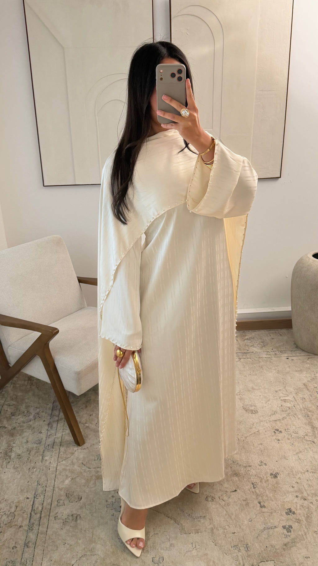 Abaya Eid Perle – Crème