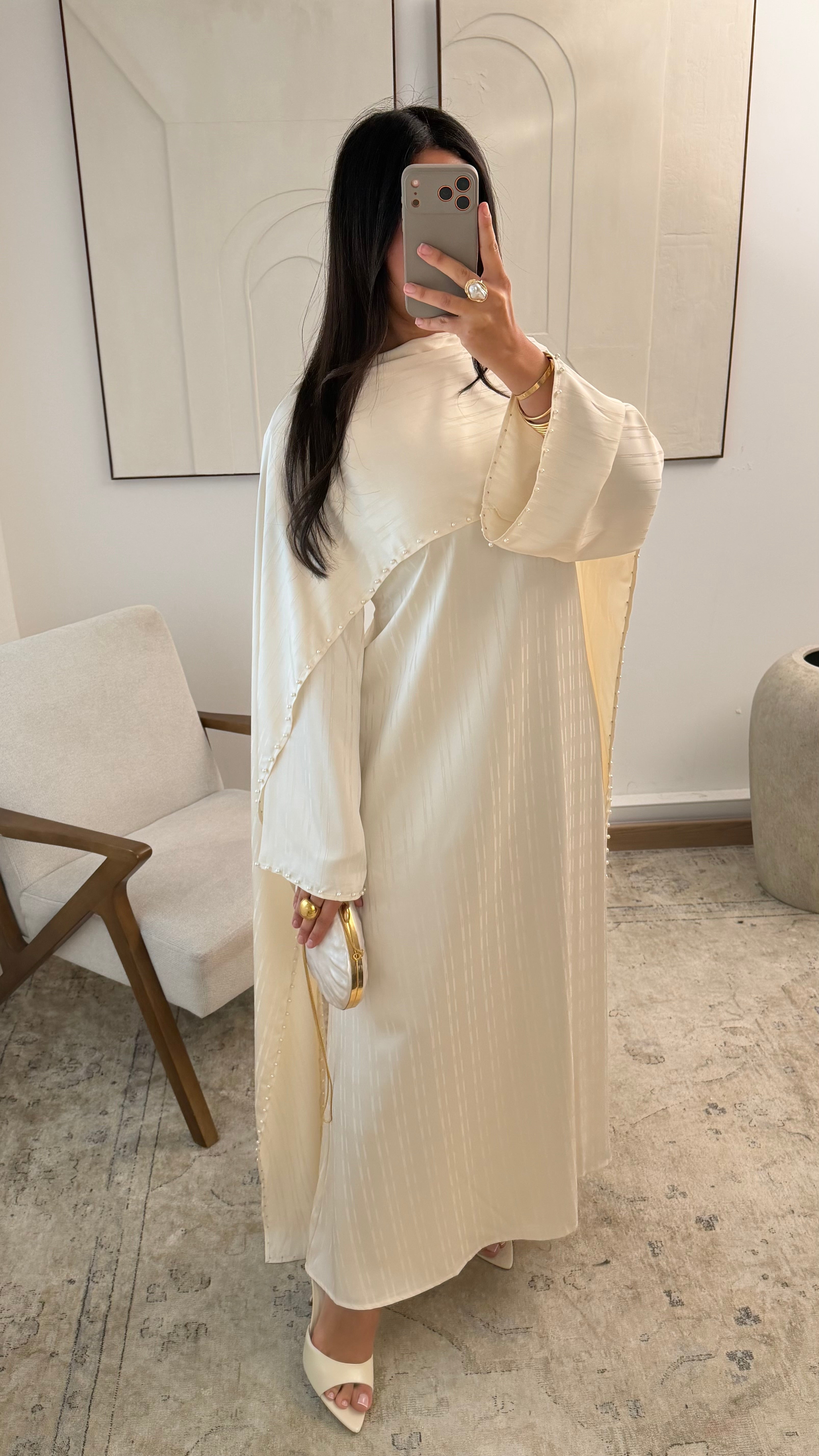 Abaya Eid Perle – Crème